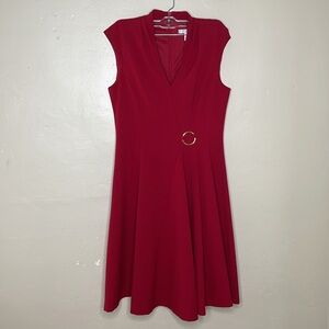 LONDON TIMES Collection Dress Red Classy All Occasion Embellished Waist 6